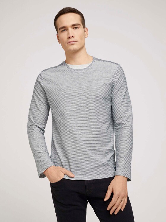 gestreiftes Langarmshirt - Männer - Off White gestreiftes Langarmshirt - Männer - Off White - 1 - TOM TAILOR