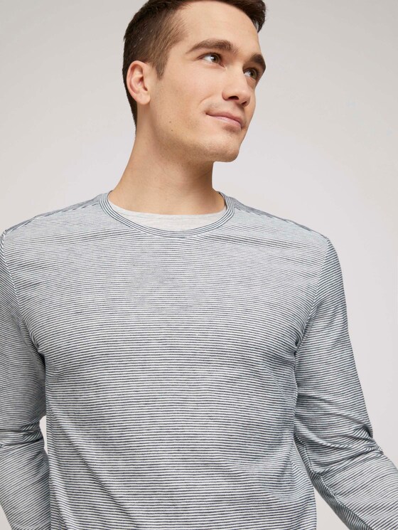 gestreiftes Langarmshirt - Männer - Off White gestreiftes Langarmshirt - Männer - Off White - 9 - TOM TAILOR
