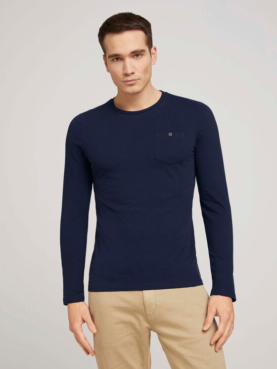Langarmshirt mit Bio-Baumwolle - Männer - Dark Blue Langarmshirt mit Bio-Baumwolle - Männer - Dark Blue - 1 - TOM TAILOR