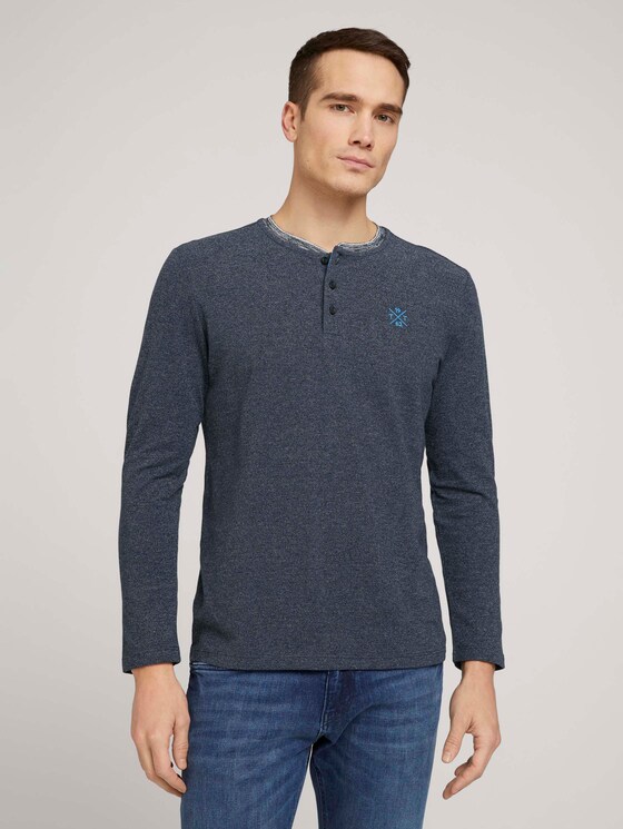 Langarmshirt mit Henleyausschnitt - Männer - Dark Blue Langarmshirt mit Henleyausschnitt - Männer - Dark Blue - 1 - TOM TAILOR