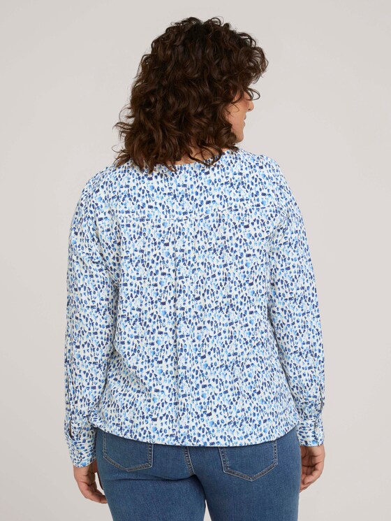 Bluse mit Faltendetails - Frauen - blue aquarelle dots Bluse mit Faltendetails - Frauen - blue aquarelle dots - 2 - My True Me