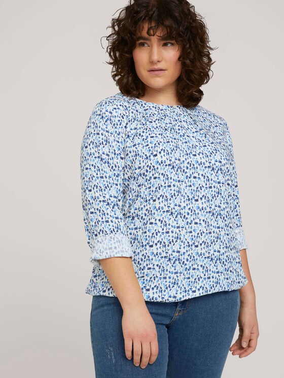 Bluse mit Faltendetails - Frauen - blue aquarelle dots Bluse mit Faltendetails - Frauen - blue aquarelle dots - 5 - My True Me