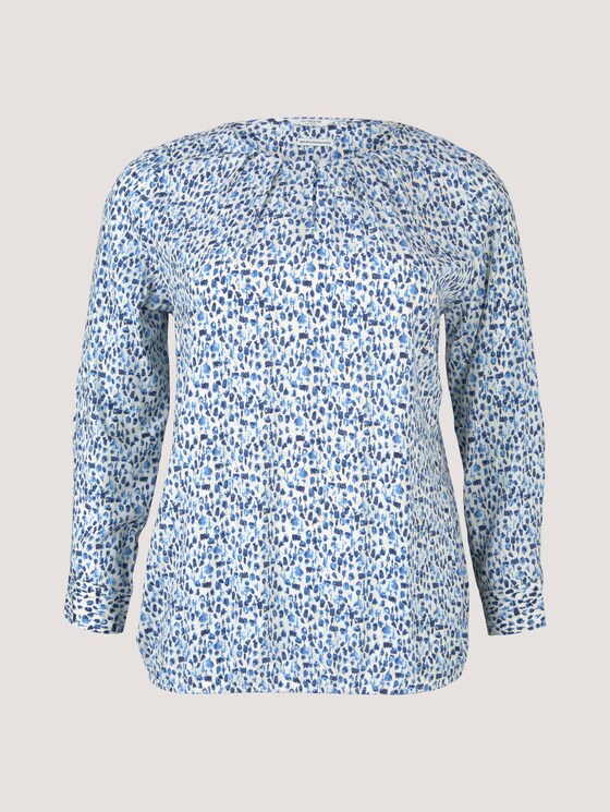 Bluse mit Faltendetails - Frauen - blue aquarelle dots Bluse mit Faltendetails - Frauen - blue aquarelle dots - 7 - My True Me