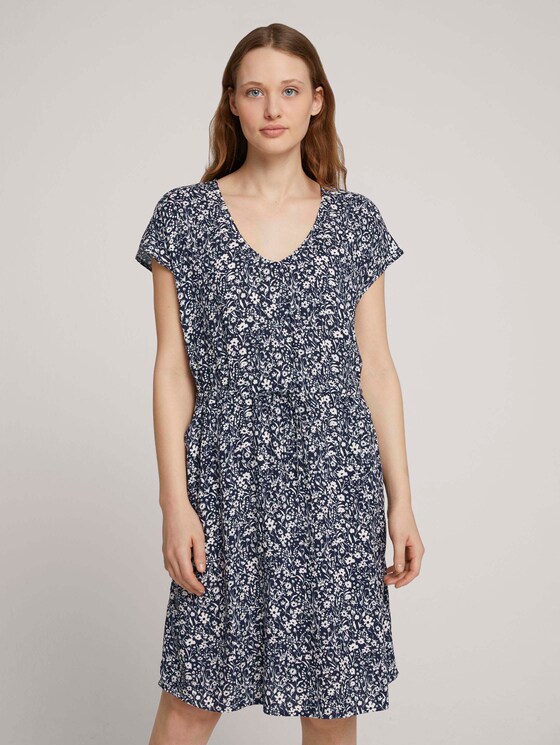 Mini-Kleid mit LENZING™ ECOVERO™ und Rückendetail - Frauen - blue flower print Mini-Kleid mit LENZING™ ECOVERO™ und Rückendetail - Frauen - blue flower print - 1 - TOM TAILOR Denim
