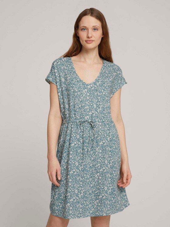 Mini-Kleid mit Rückendetail - Frauen - mineral blue flower print Mini-Kleid mit Rückendetail - Frauen - mineral blue flower print - 1 - TOM TAILOR Denim