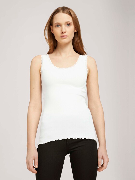 geripptes Top - Frauen - Gardenia White geripptes Top - Frauen - Gardenia White - 1 - TOM TAILOR Denim