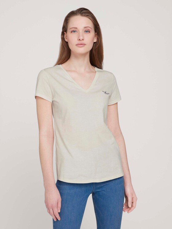 T-Shirt mit Bio-Baumwolle - Frauen - Gardenia White T-Shirt mit Bio-Baumwolle - Frauen - Gardenia White - 1 - TOM TAILOR Denim