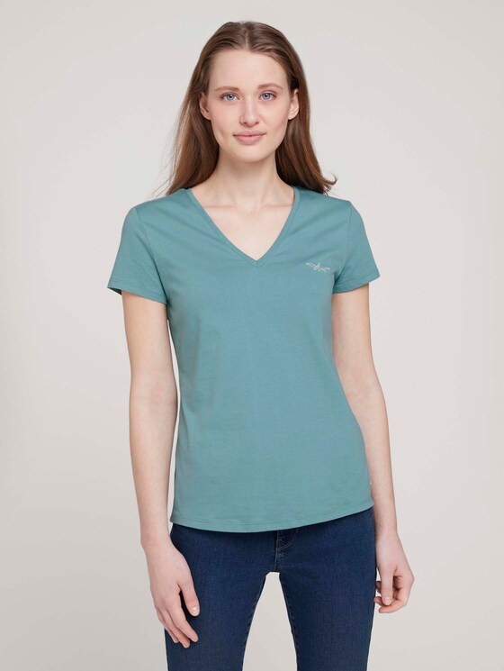 T-Shirt mit Bio-Baumwolle - Frauen - Mineral Stone Blue T-Shirt mit Bio-Baumwolle - Frauen - Mineral Stone Blue - 1 - TOM TAILOR Denim