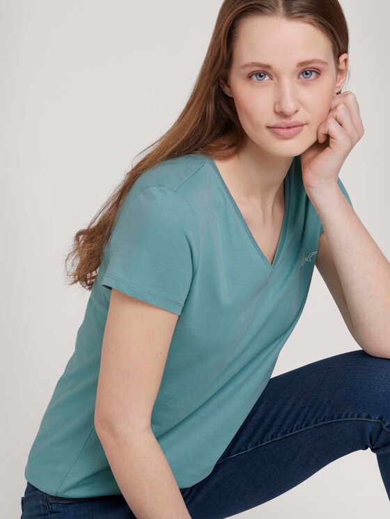 T-Shirt mit Bio-Baumwolle - Frauen - Mineral Stone Blue T-Shirt mit Bio-Baumwolle - Frauen - Mineral Stone Blue - 5 - TOM TAILOR Denim