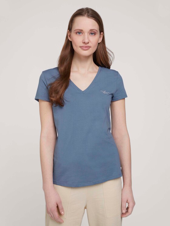 Tshirt mit Stickerei - Frauen - soft mid blue Tshirt mit Stickerei - Frauen - soft mid blue - 1 - TOM TAILOR Denim