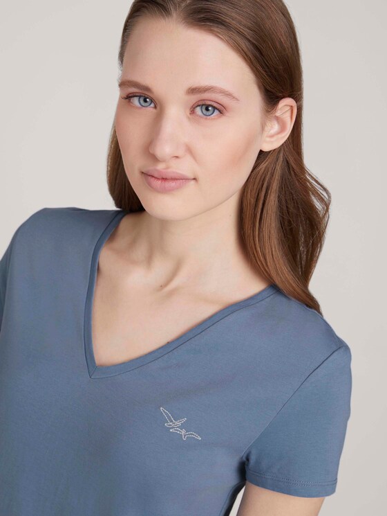 Tshirt mit Stickerei - Frauen - soft mid blue Tshirt mit Stickerei - Frauen - soft mid blue - 9 - TOM TAILOR Denim
