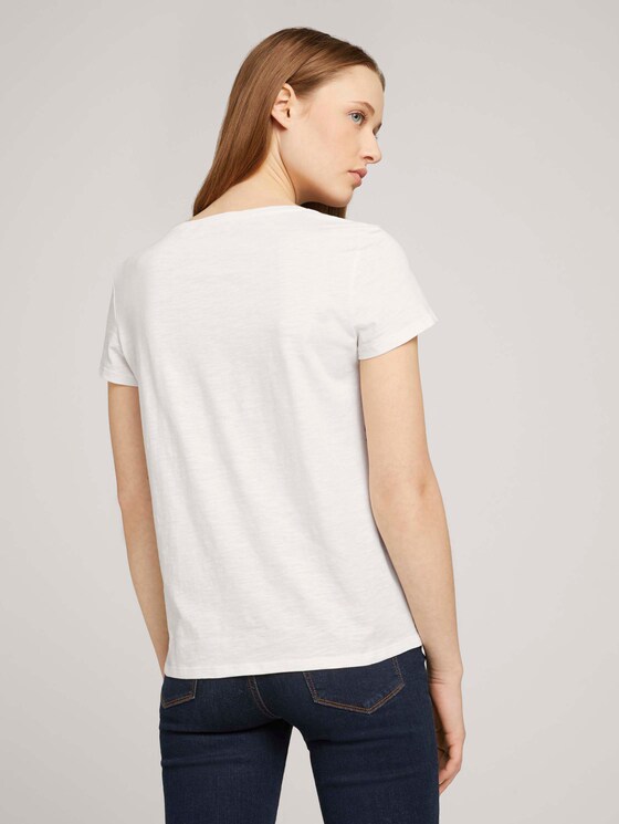 Gestreiftes T-Shirt mit Bio-Baumwolle - Frauen - Gardenia White Gestreiftes T-Shirt mit Bio-Baumwolle - Frauen - Gardenia White - 2 - TOM TAILOR Denim