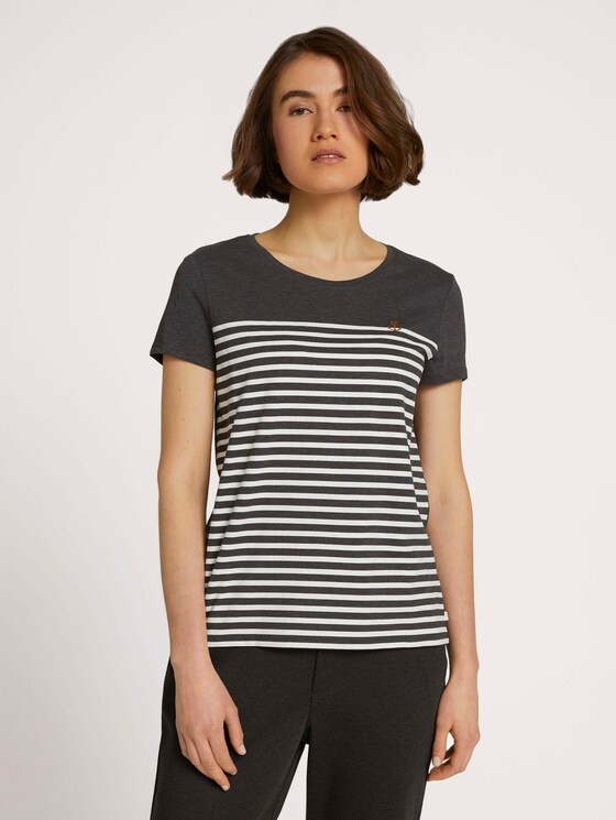 T-Shirt aus Bio-Baumwolle - Frauen - Shale Grey Melange T-Shirt aus Bio-Baumwolle - Frauen - Shale Grey Melange - 1 - TOM TAILOR Denim
