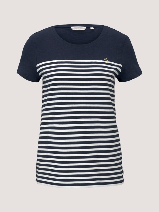 Gestreiftes T-Shirt mit Bio-Baumwolle - Frauen - Sky Captain Blue Gestreiftes T-Shirt mit Bio-Baumwolle - Frauen - Sky Captain Blue - 7 - TOM TAILOR Denim