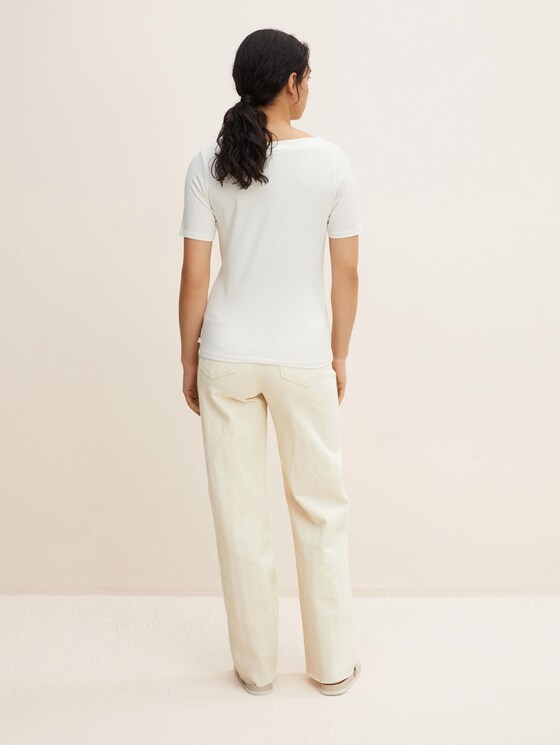 Basic T-Shirt mit Bio-Baumwolle - Frauen - Gardenia White Basic T-Shirt mit Bio-Baumwolle - Frauen - Gardenia White - 2 - TOM TAILOR Denim