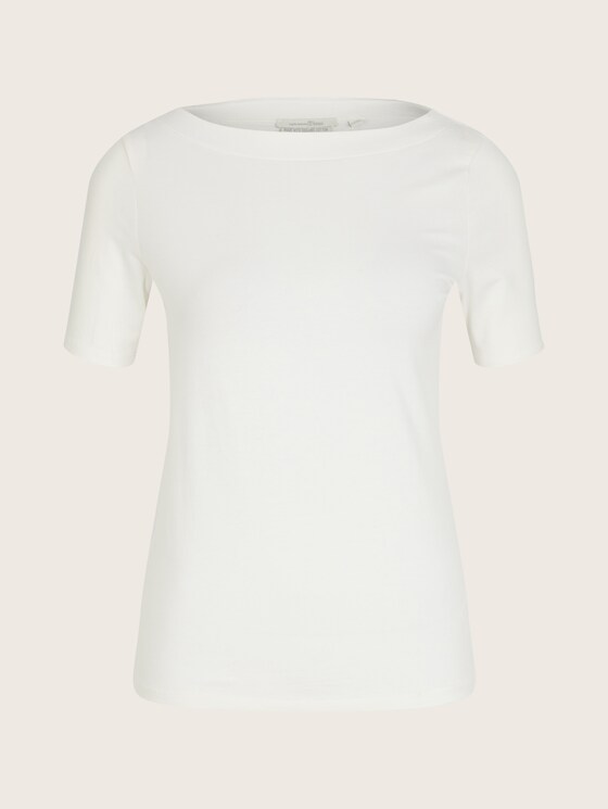 Basic T-Shirt mit Bio-Baumwolle - Frauen - Gardenia White Basic T-Shirt mit Bio-Baumwolle - Frauen - Gardenia White - 7 - TOM TAILOR Denim