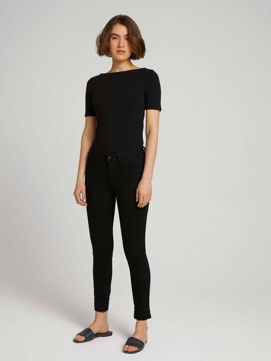 Basic T-shirt met boothals - Vrouwen - deep black Basic T-shirt met boothals - Vrouwen - deep black - 3 - TOM TAILOR Denim