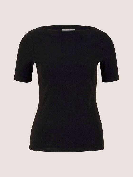 Basic T-shirt met boothals - Vrouwen - deep black Basic T-shirt met boothals - Vrouwen - deep black - 7 - TOM TAILOR Denim