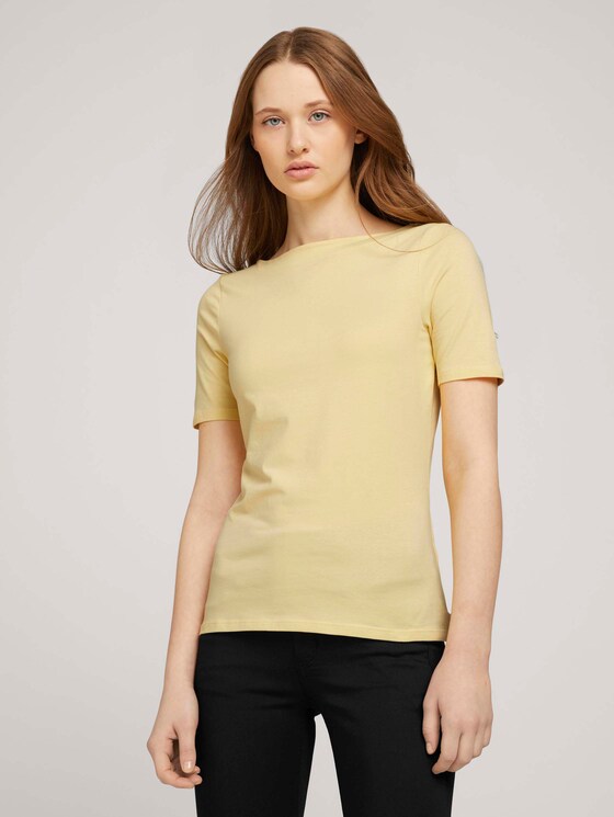 Basic T-Shirt mit Bio-Baumwolle - Frauen - soft yellow Basic T-Shirt mit Bio-Baumwolle - Frauen - soft yellow - 1 - TOM TAILOR Denim