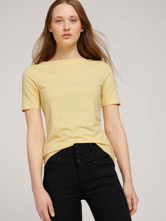 Basic T-Shirt mit Bio-Baumwolle - Frauen - soft yellow Basic T-Shirt mit Bio-Baumwolle - Frauen - soft yellow - 5 - TOM TAILOR Denim