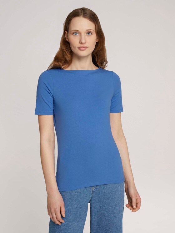 Basic Halbarmshirt aus Bio-Baumwolle - Frauen - mid blue Basic Halbarmshirt aus Bio-Baumwolle - Frauen - mid blue - 1 - TOM TAILOR Denim