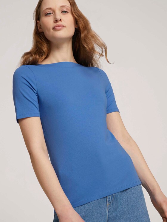 Basic Halbarmshirt aus Bio-Baumwolle - Frauen - mid blue Basic Halbarmshirt aus Bio-Baumwolle - Frauen - mid blue - 5 - TOM TAILOR Denim