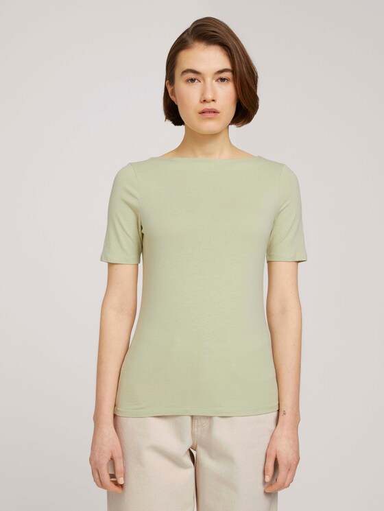 Basic Halbarmshirt mit Bio-Baumwolle - Frauen - light dusty green Basic Halbarmshirt mit Bio-Baumwolle - Frauen - light dusty green - 1 - TOM TAILOR Denim