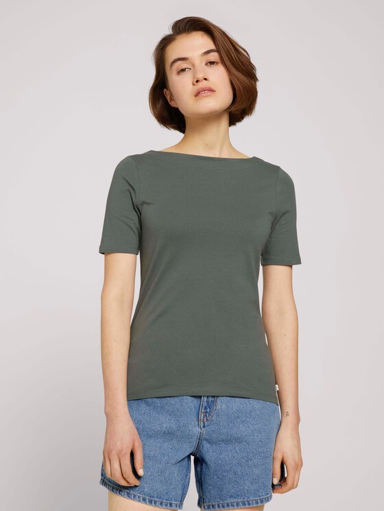 Basic Halbarmshirt aus Bio-Baumwolle - Frauen - dusty pine green Basic Halbarmshirt aus Bio-Baumwolle - Frauen - dusty pine green - 1 - TOM TAILOR Denim
