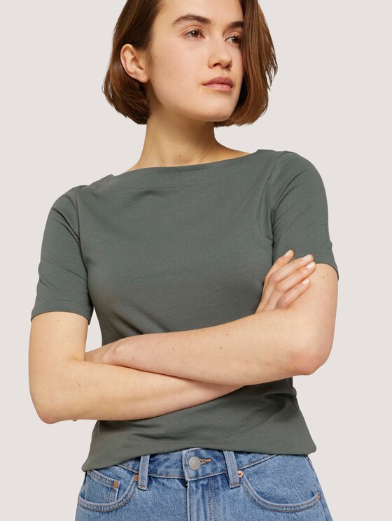 Basic Halbarmshirt aus Bio-Baumwolle - Frauen - dusty pine green Basic Halbarmshirt aus Bio-Baumwolle - Frauen - dusty pine green - 9 - TOM TAILOR Denim