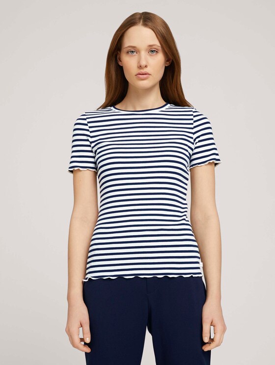 T-Shirt aus Bio-Baumwolle - Frauen - navy white stripe T-Shirt aus Bio-Baumwolle - Frauen - navy white stripe - 1 - TOM TAILOR Denim