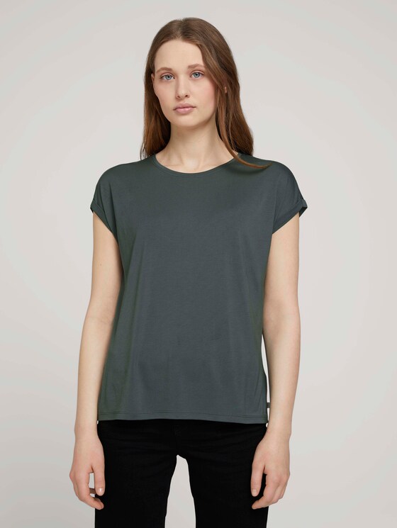 Fließendes Basic T-Shirt - Frauen - dusty pine green Fließendes Basic T-Shirt - Frauen - dusty pine green - 1 - TOM TAILOR Denim