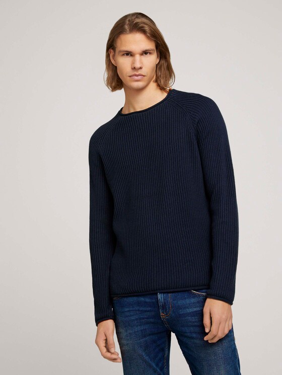 strukturierter Pullover mit Bio-Baumwolle - Männer - Sky Captain Blue strukturierter Pullover mit Bio-Baumwolle - Männer - Sky Captain Blue - 1 - TOM TAILOR Denim