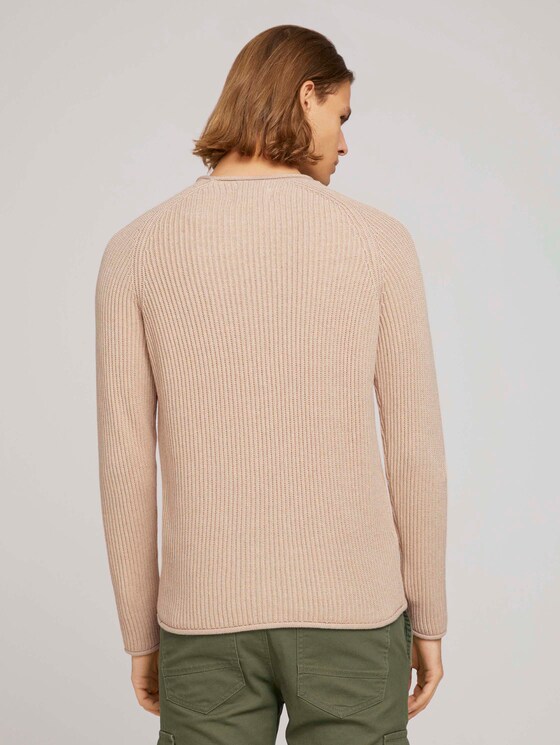 strukturierter Pullover mit Bio-Baumwolle - Männer - dusty almond melange strukturierter Pullover mit Bio-Baumwolle - Männer - dusty almond melange - 2 - TOM TAILOR Denim
