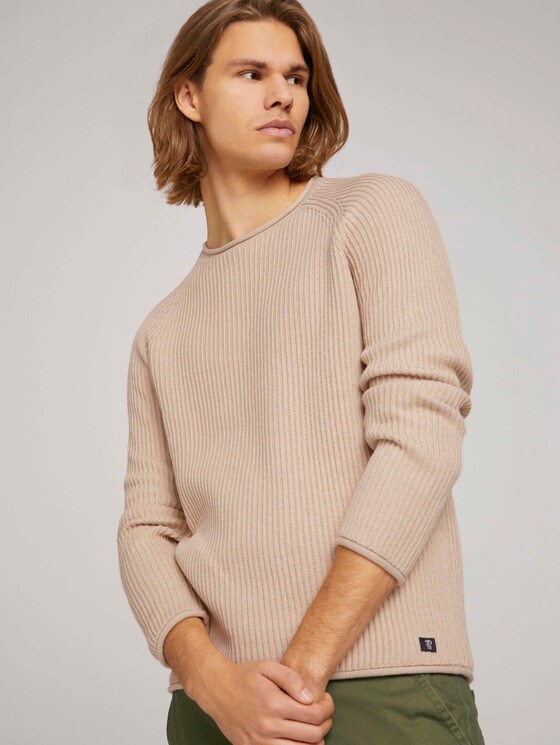 strukturierter Pullover mit Bio-Baumwolle - Männer - dusty almond melange strukturierter Pullover mit Bio-Baumwolle - Männer - dusty almond melange - 5 - TOM TAILOR Denim