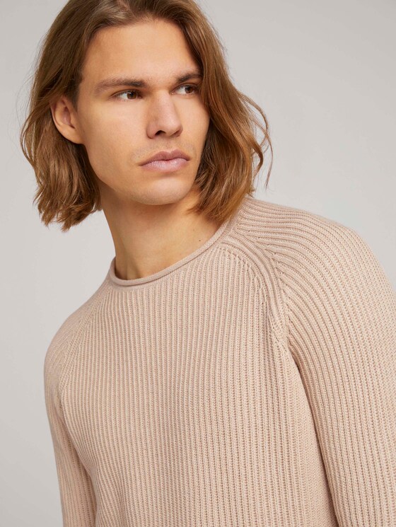 strukturierter Pullover mit Bio-Baumwolle - Männer - dusty almond melange strukturierter Pullover mit Bio-Baumwolle - Männer - dusty almond melange - 9 - TOM TAILOR Denim