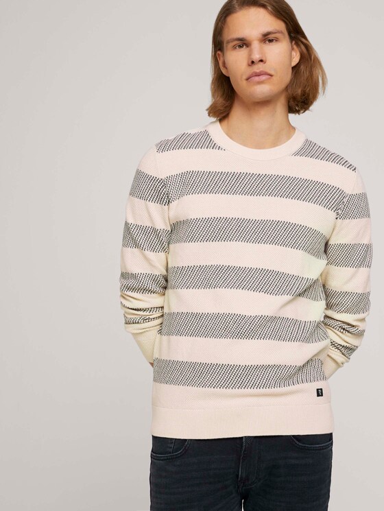 gestreifter Pullover mit Bio-Baumwolle - Männer - soft beige navy stripe gestreifter Pullover mit Bio-Baumwolle - Männer - soft beige navy stripe - 5 - TOM TAILOR Denim