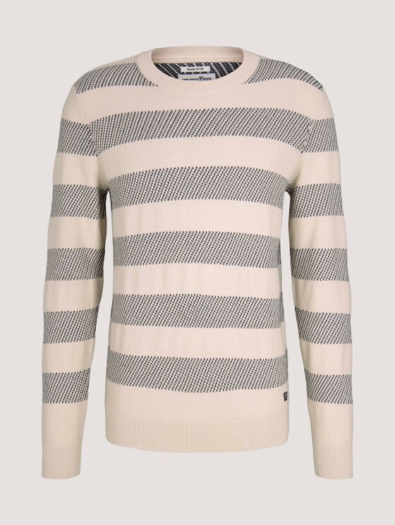 gestreifter Pullover mit Bio-Baumwolle - Männer - soft beige navy stripe gestreifter Pullover mit Bio-Baumwolle - Männer - soft beige navy stripe - 7 - TOM TAILOR Denim