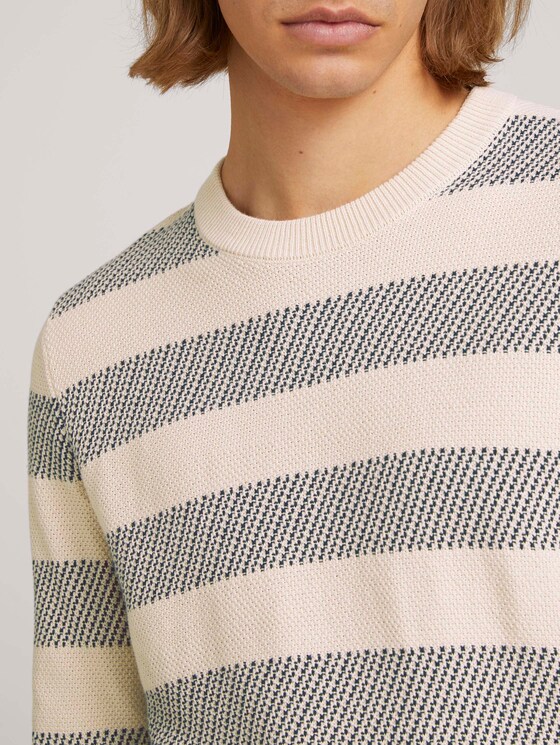 gestreifter Pullover mit Bio-Baumwolle - Männer - soft beige navy stripe gestreifter Pullover mit Bio-Baumwolle - Männer - soft beige navy stripe - 9 - TOM TAILOR Denim