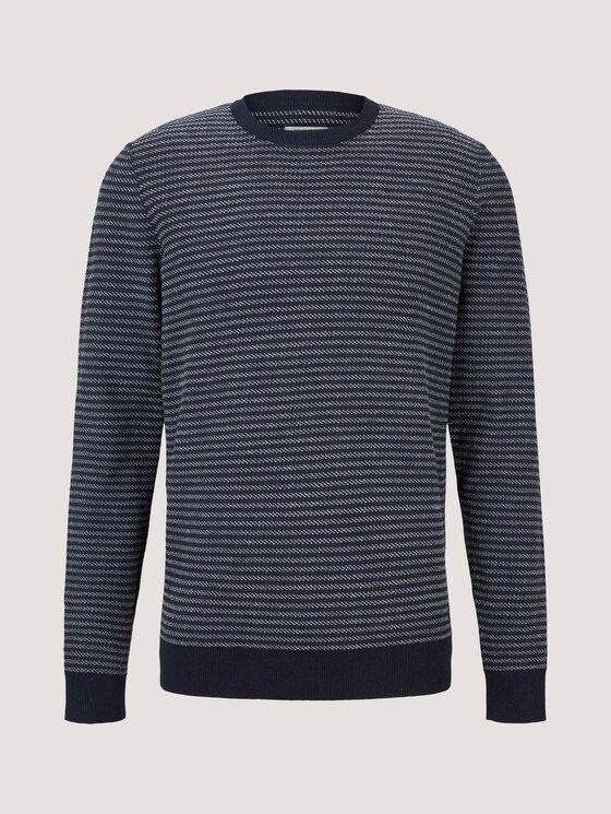 gestreifter Pullover mit Bio-Baumwolle - Männer - navy blue white stripy pattern gestreifter Pullover mit Bio-Baumwolle - Männer - navy blue white stripy pattern - 7 - TOM TAILOR Denim