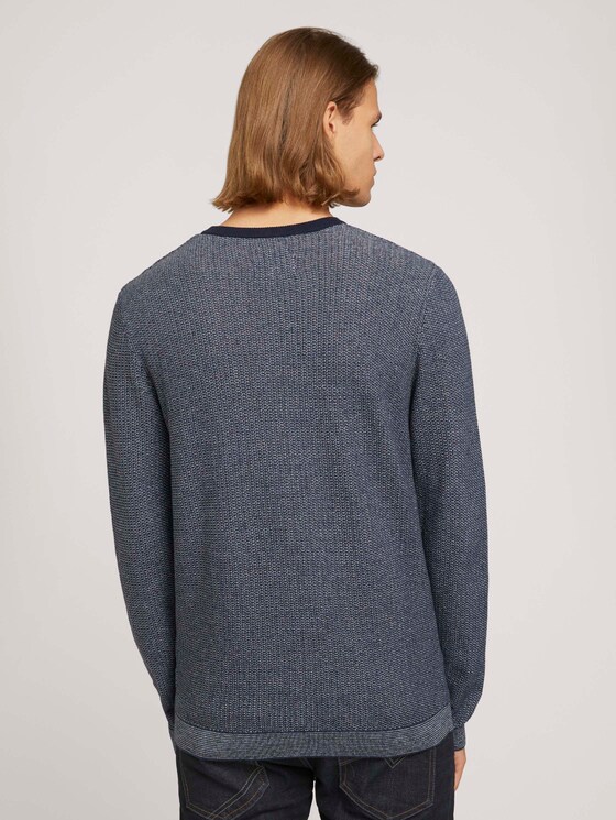 getextureerde trui met biologisch katoen - Mannen - navy denim blue white mouline getextureerde trui met biologisch katoen - Mannen - navy denim blue white mouline - 2 - TOM TAILOR Denim
