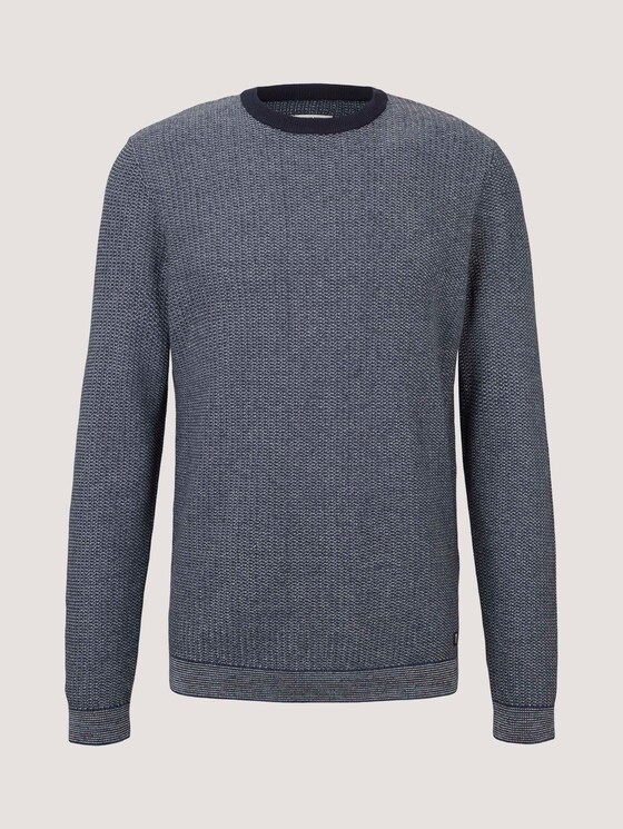 getextureerde trui met biologisch katoen - Mannen - navy denim blue white mouline getextureerde trui met biologisch katoen - Mannen - navy denim blue white mouline - 7 - TOM TAILOR Denim