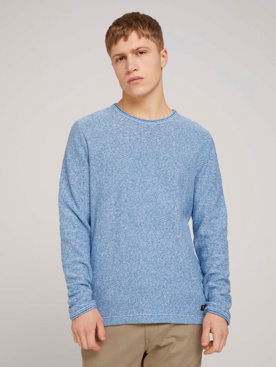 melierter Pullover mit Bio-Baumwolle - Männer - blue white mouline melierter Pullover mit Bio-Baumwolle - Männer - blue white mouline - 1 - TOM TAILOR Denim