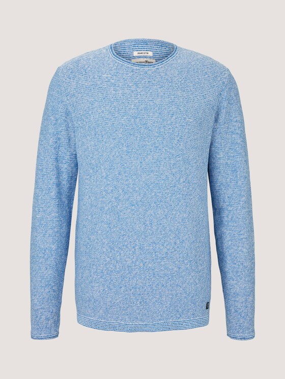 melierter Pullover mit Bio-Baumwolle - Männer - blue white mouline melierter Pullover mit Bio-Baumwolle - Männer - blue white mouline - 7 - TOM TAILOR Denim