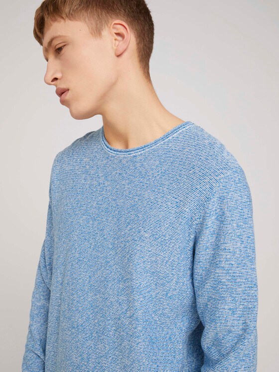 melierter Pullover mit Bio-Baumwolle - Männer - blue white mouline melierter Pullover mit Bio-Baumwolle - Männer - blue white mouline - 9 - TOM TAILOR Denim
