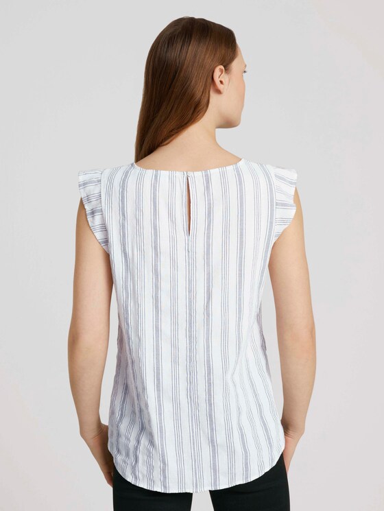 Gestreifte Bluse mit Bio-Baumwolle - Frauen - white blue vertical stripe Gestreifte Bluse mit Bio-Baumwolle - Frauen - white blue vertical stripe - 2 - TOM TAILOR Denim