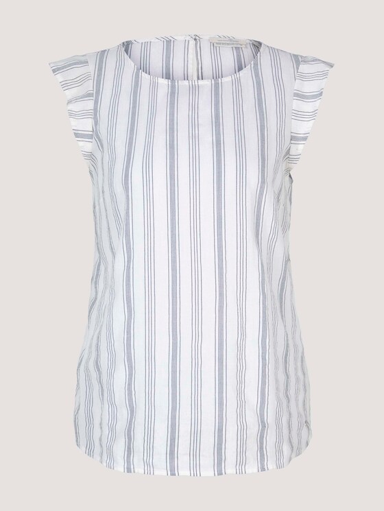 Gestreifte Bluse mit Bio-Baumwolle - Frauen - white blue vertical stripe Gestreifte Bluse mit Bio-Baumwolle - Frauen - white blue vertical stripe - 7 - TOM TAILOR Denim