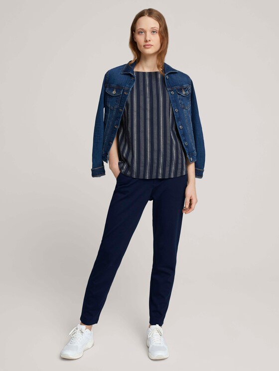 Gestreifte Bluse mit Bio-Baumwolle - Frauen - navy white vertical stripe Gestreifte Bluse mit Bio-Baumwolle - Frauen - navy white vertical stripe - 3 - TOM TAILOR Denim