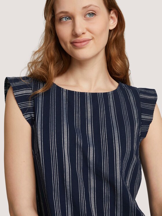 Gestreifte Bluse mit Bio-Baumwolle - Frauen - navy white vertical stripe Gestreifte Bluse mit Bio-Baumwolle - Frauen - navy white vertical stripe - 9 - TOM TAILOR Denim