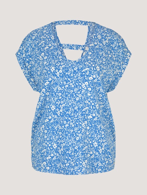 Gemusterte Kurzambluse aus nachhaltiger Viskose - Frauen - mid blue flower print Gemusterte Kurzambluse aus nachhaltiger Viskose - Frauen - mid blue flower print - 7 - TOM TAILOR Denim