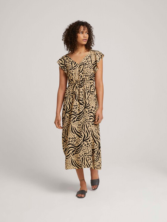Midikleid mit Tunnelzug - Frauen - beige animal print Midikleid mit Tunnelzug - Frauen - beige animal print - 3 - TOM TAILOR Denim